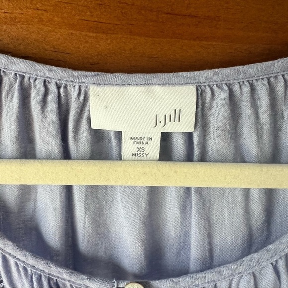J. Jill Linen Scoop Neck w/ Button Closure Lace Cut out  3/4 Sleeve Blouse, XS - Picture 4 of 11